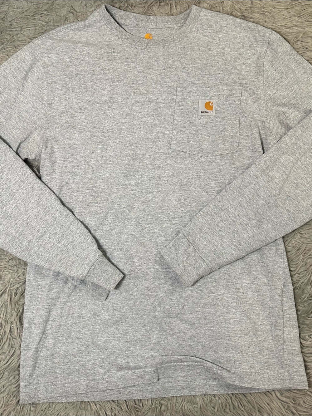 Carhartt Heather Gray Long Sleeve Pocket Tee with Logo Patch